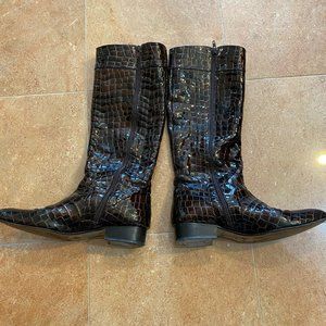 Paolo Ferrari brown patent leather boots - Size 38